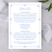 Coastal Chic Shell Border Elegant Blauw Huwelijk Informatiekaartje