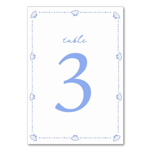 Coastal Chic Shell Border Elegant Blauw Huwelijk Kaart (Voorkant)