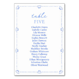 Coastal Chic Shell Border Elegant Blauw Huwelijk Kaart