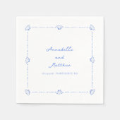 Coastal Chic Shell Border Gepersonaliseerde bruilo Servet (Voorkant)