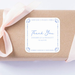 Coastal Chic Shell Border Wedding Bedankt Vierkante Sticker