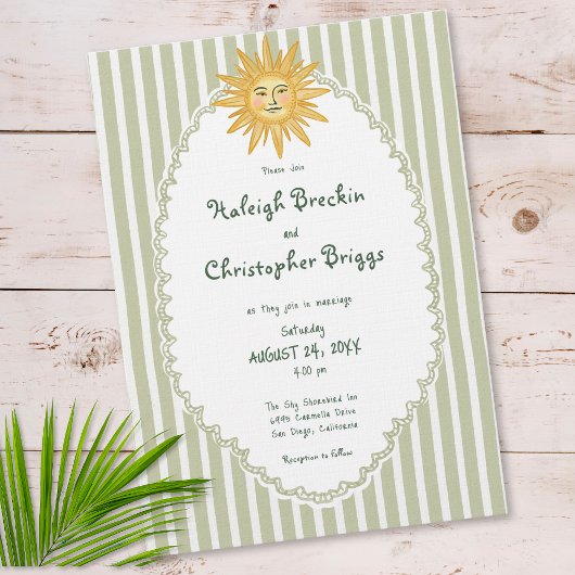 Coastal Chic Sun Palm Tree Wedding Kaart