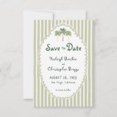 Coastal Chic Sun Palm Tree Wedding Photo Save The Date (Voorkant)