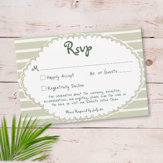 Coastal Chic Sun Palm Tree Wedding QR Code RSVP Kaartje