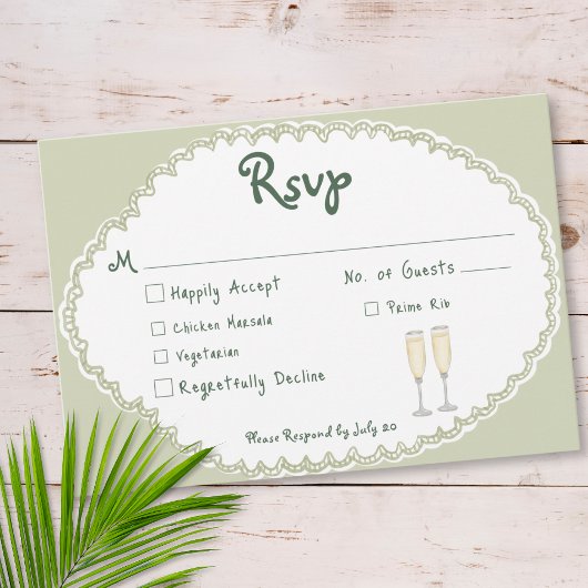 Coastal Chic Sun Palm Tree Wedding RSVP Kaartje