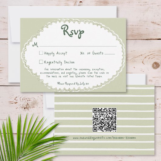 Coastal Chic Sun Palm Tree Wedding RSVP Kaartje