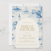 Coastal Chic Toile de Jouy Vrijgezellenfeest Kaart (Voorkant)