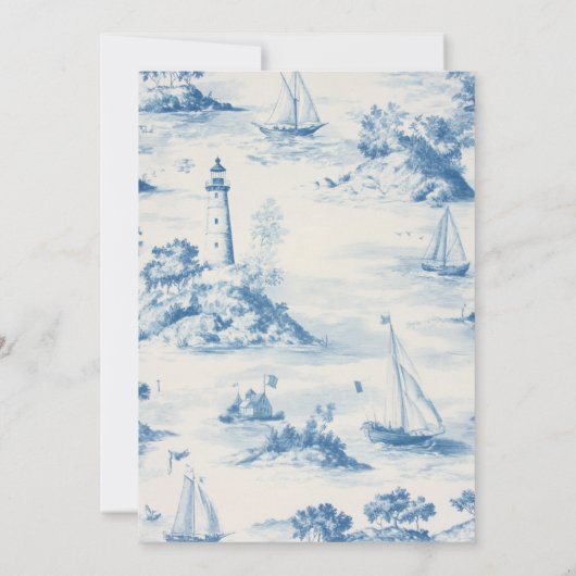 Coastal Chic Toile de Jouy Vrijgezellenfeest Kaart (Achterkant)