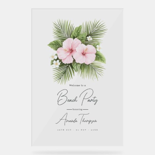 Coastal Chic Transparent Beach Party Welcome Acryl Bord (Voorkant)