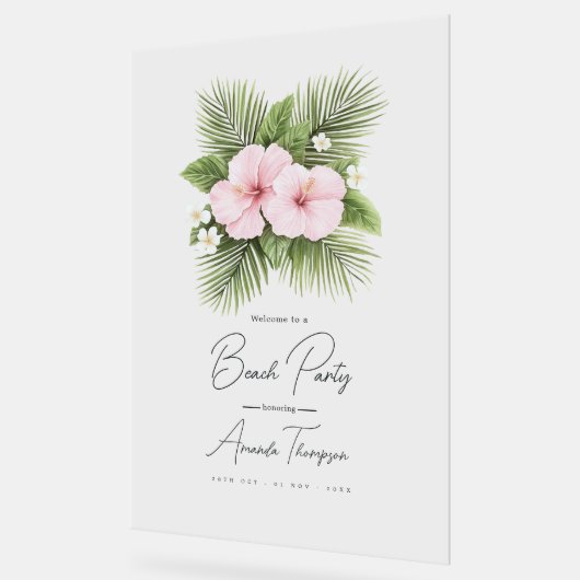 Coastal Chic Transparent Beach Party Welcome Acryl Bord (Hoek)