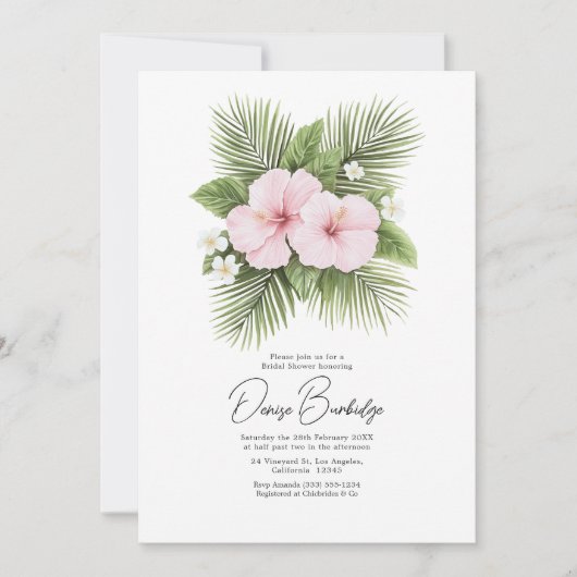 Coastal Chic Tropical Floral Bridal Shower Kaart (Voorkant)