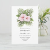 Coastal Chic Tropical Floral Wedding Photo QR Code Kaart (Staand voorkant)