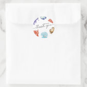 Coastal Chic Watercolor thank you  Ronde Sticker (Tas)