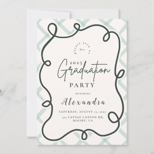 Coastal Chic Wavy Lijst Afstuderen Kaart (Voorkant)