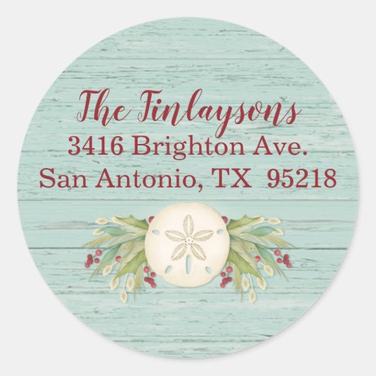 Coastal Christmas Beach Retour Adres Label (Voorkant)