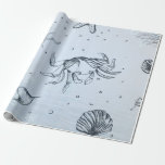 Coastal Christmas Beach Zee Creatures Blue Cadeaupapier<br><div class="desc">Dit tissuepapier heeft een kustgeïnspireerd ontwerp, perfect voor degenen die het strand en de oceaan aanbidden. Versierd met schelpen, kwallen, zeesterren en krabben tegen een kalmerende lichtblauwe achtergrond, voegt het een vleugje kustcharme toe aan uw cadeauverpakking of -bewerking. Voor een persoonlijk tintje kunt u overwegen het aan te passen met...</div>