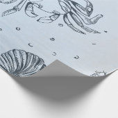 Coastal Christmas Beach Zee Creatures Blue Cadeaupapier (Hoek)