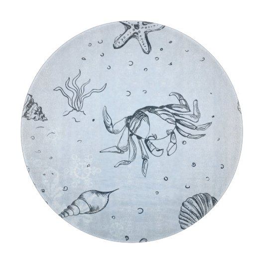 Coastal Christmas Beach Zee Creatures Blue Snijplank (Voorkant)