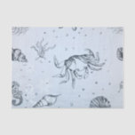 Coastal Christmas Beach Zee Creatures Blue Tissuepapier<br><div class="desc">Dit tissuepapier heeft een kustgeïnspireerd ontwerp, perfect voor degenen die het strand en de oceaan aanbidden. Versierd met schelpen, kwallen, zeesterren en krabben tegen een kalmerende lichtblauwe achtergrond, voegt het een vleugje kustcharme toe aan uw cadeauverpakking of -bewerking. Voor een persoonlijk tintje kunt u overwegen het aan te passen met...</div>