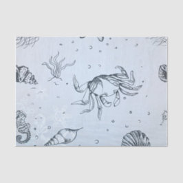 Coastal Christmas Beach Zee Creatures Blue Tissuepapier