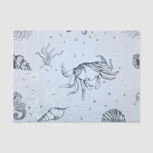 Coastal Christmas Beach Zee Creatures Blue Tissuepapier (Voorkant)