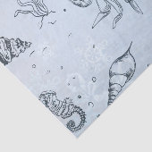 Coastal Christmas Beach Zee Creatures Blue Tissuepapier (Detail)