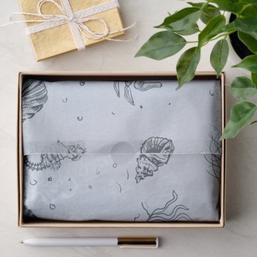 Coastal Christmas Beach Zee Creatures Blue Tissuepapier (Geschenk)