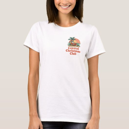 Coastal Christmas Club Print | Relaxed Beach Santa T-shirt (Voorkant)