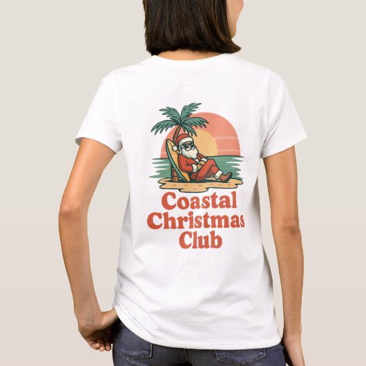 Coastal Christmas Club Print | Relaxed Beach Santa T-shirt (Achterkant)