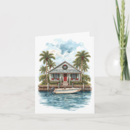 Coastal Christmas Cottage – Tropical Greeting Card Kaart