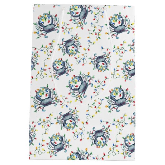 Coastal Christmas Crab Pattern Medium Cadeauzakje (Achterkant)