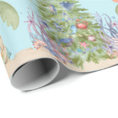 Coastal Christmas Palm Tree Gift Wrap – Ocean Holi Cadeaupapier (Rol Hoek)