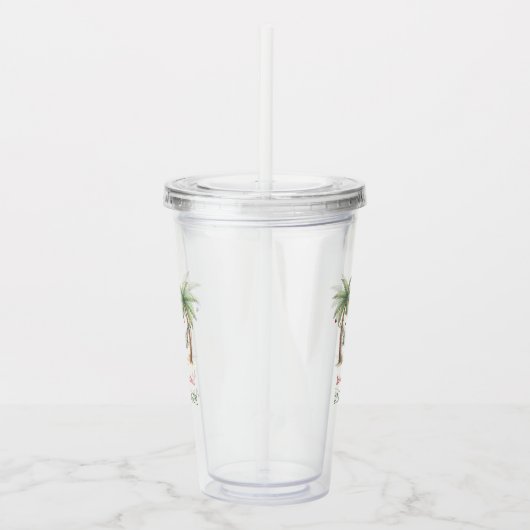 Coastal Christmas Palm Trees With Hammock Acryl Drinkbeker (Rechts)