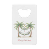 Coastal Christmas Palm Trees With Hammock Creditkaart Flessenopener (Voorkant)