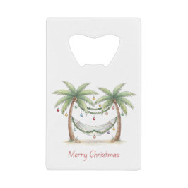 Coastal Christmas Palm Trees With Hammock Creditkaart Flessenopener