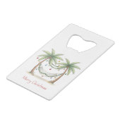 Coastal Christmas Palm Trees With Hammock Creditkaart Flessenopener (Voorkant Gekanteld)
