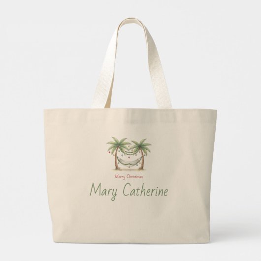 Coastal Christmas Palm Trees With Hammock Grote Tote Bag (Achterkant)