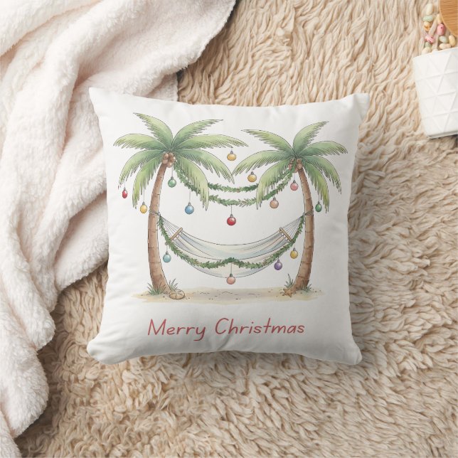 Coastal Christmas Palm Trees With Hammock Kussen (Deken)