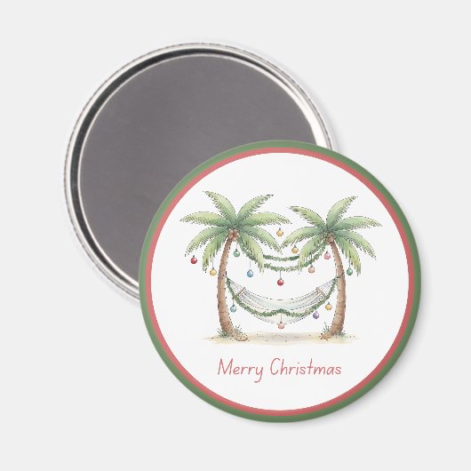 Coastal Christmas Palm Trees With Hammock Magneet (Voorkant / Achterkant)