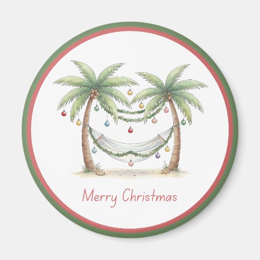 Coastal Christmas Palm Trees With Hammock Magneet (Voorkant)