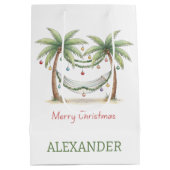 Coastal Christmas Palm Trees With Hammock Medium Cadeauzakje (Achterkant)