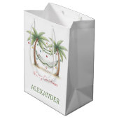 Coastal Christmas Palm Trees With Hammock Medium Cadeauzakje (Achterkant Gekanteld)