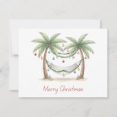 Coastal Christmas Palm Trees With Hammock Notitiekaartje (Voorkant)