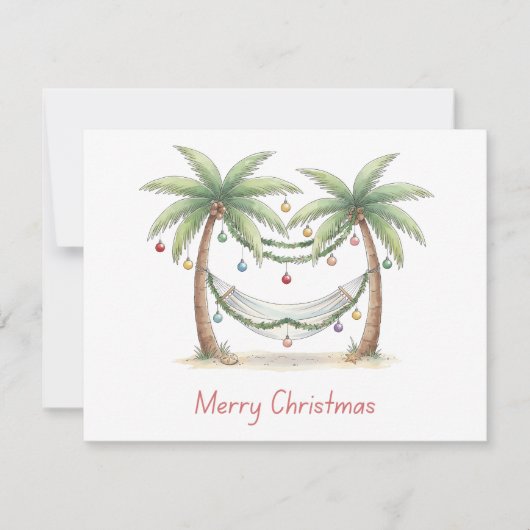 Coastal Christmas Palm Trees With Hammock Notitiekaartje (Voorkant)