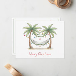 Coastal Christmas Palm Trees With Hammock Notitiekaartje
