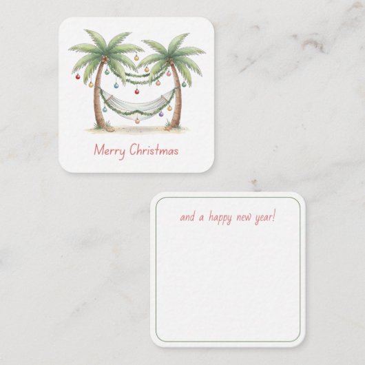 Coastal Christmas Palm Trees With Hammock Notitiekaartje (Voorkant / Achterkant)