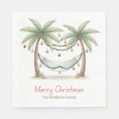 Coastal Christmas Palm Trees With Hammock Servet (Voorkant)