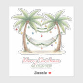 Coastal Christmas Palm Trees With Hammock Sticker (Vel)