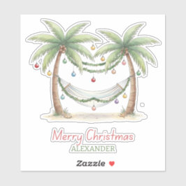 Coastal Christmas Palm Trees With Hammock Sticker