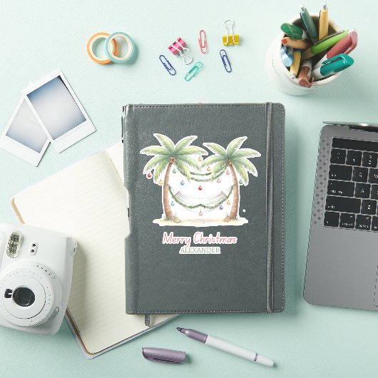 Coastal Christmas Palm Trees With Hammock Sticker (iPad Cover)
